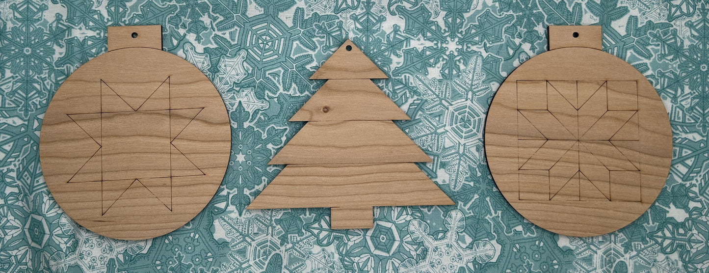 Paintable Solid Cherry Wood Christmas Ornaments