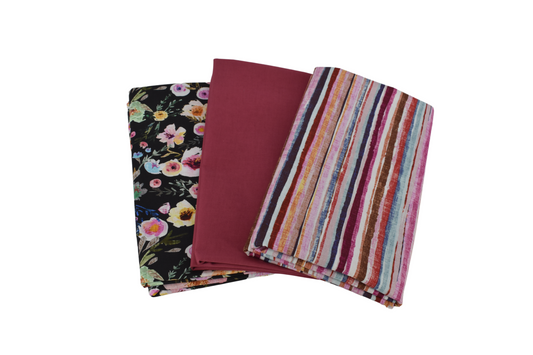 Bold Floral and Stripes - 3 Yard bundle plus bonus half yard!