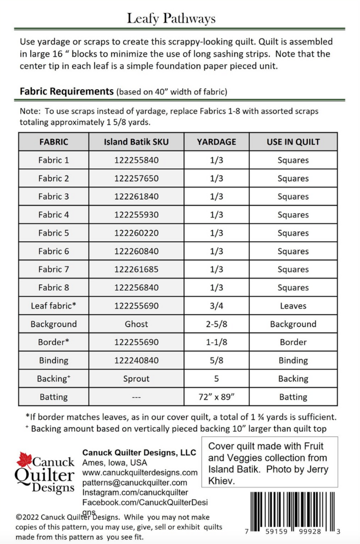 Leafy Pathways Quilt Pattern